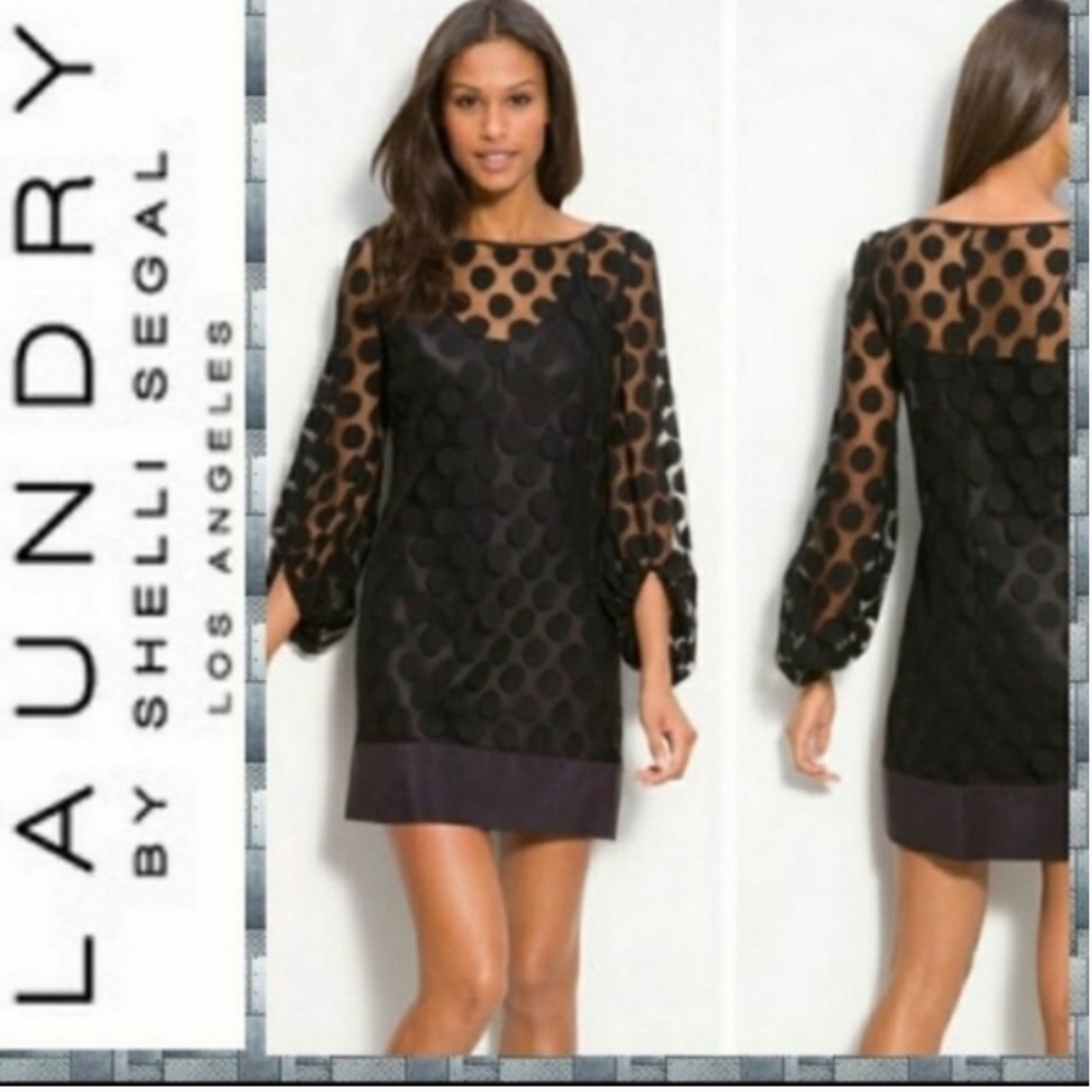 Laundry by Shelli Segal polka mini dress with slip. Worn once.